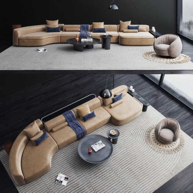 现代沙发茶几组合3D模型